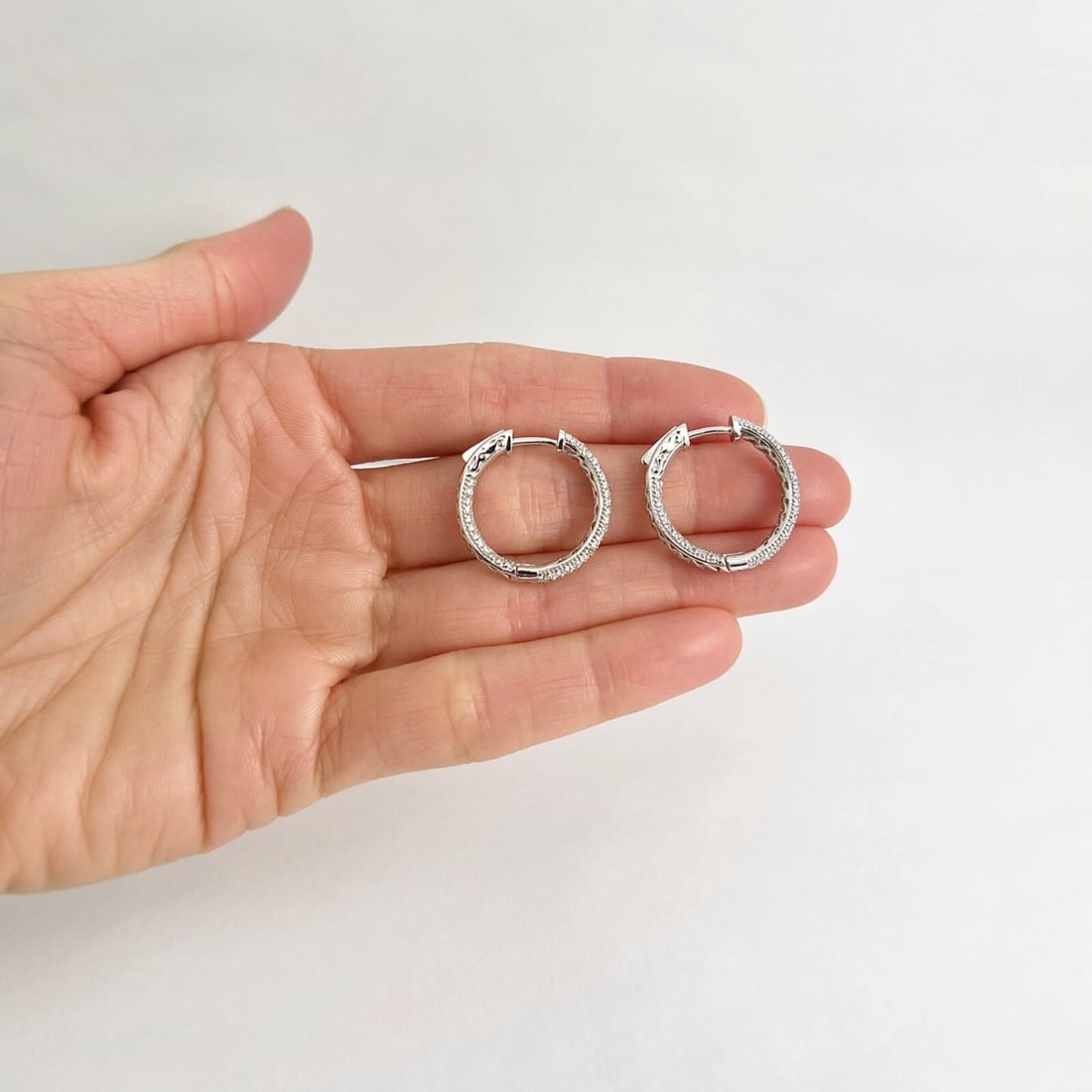 Pave Diamond Inside-Out Hoop Earrings 14K White Gold, 2.04 CTW - 6