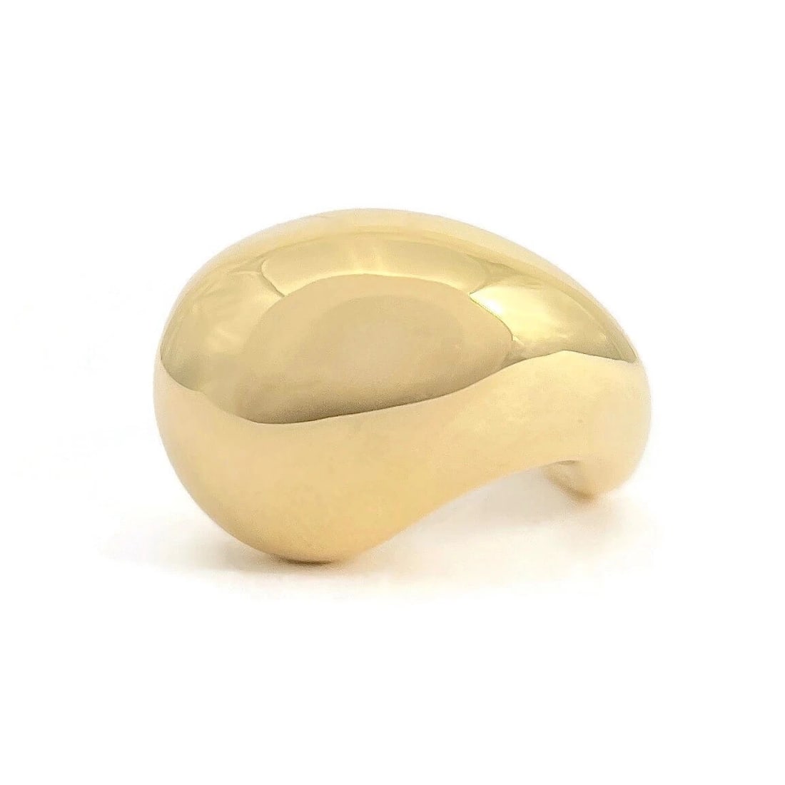Asymmetrical Chunky Gold Puff Cocktail Ring 14K Yellow Gold, Size 6.75 - 2