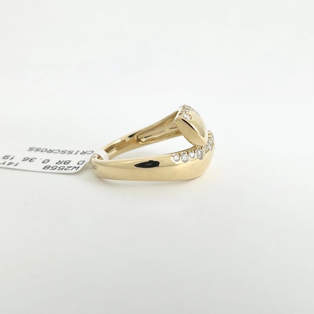 Pave Diamond Wrap Bypass Crossover Statement Ring 14K Yellow Gold .36 CTW - 8