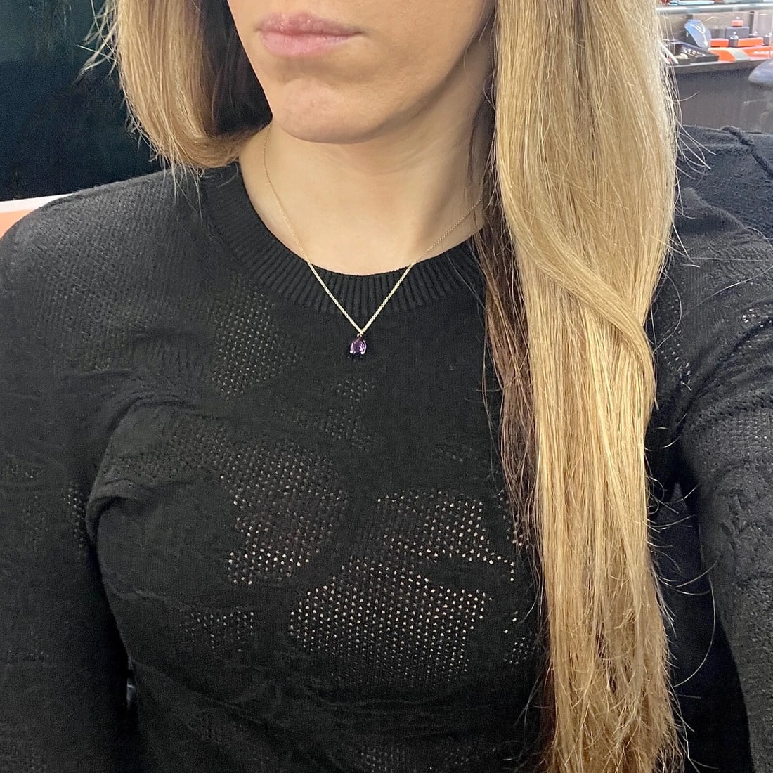 Pear Purple Amethyst Gemstone Teardrop Pendant Necklace 14K Yellow Gold, 1.40 CT - 5