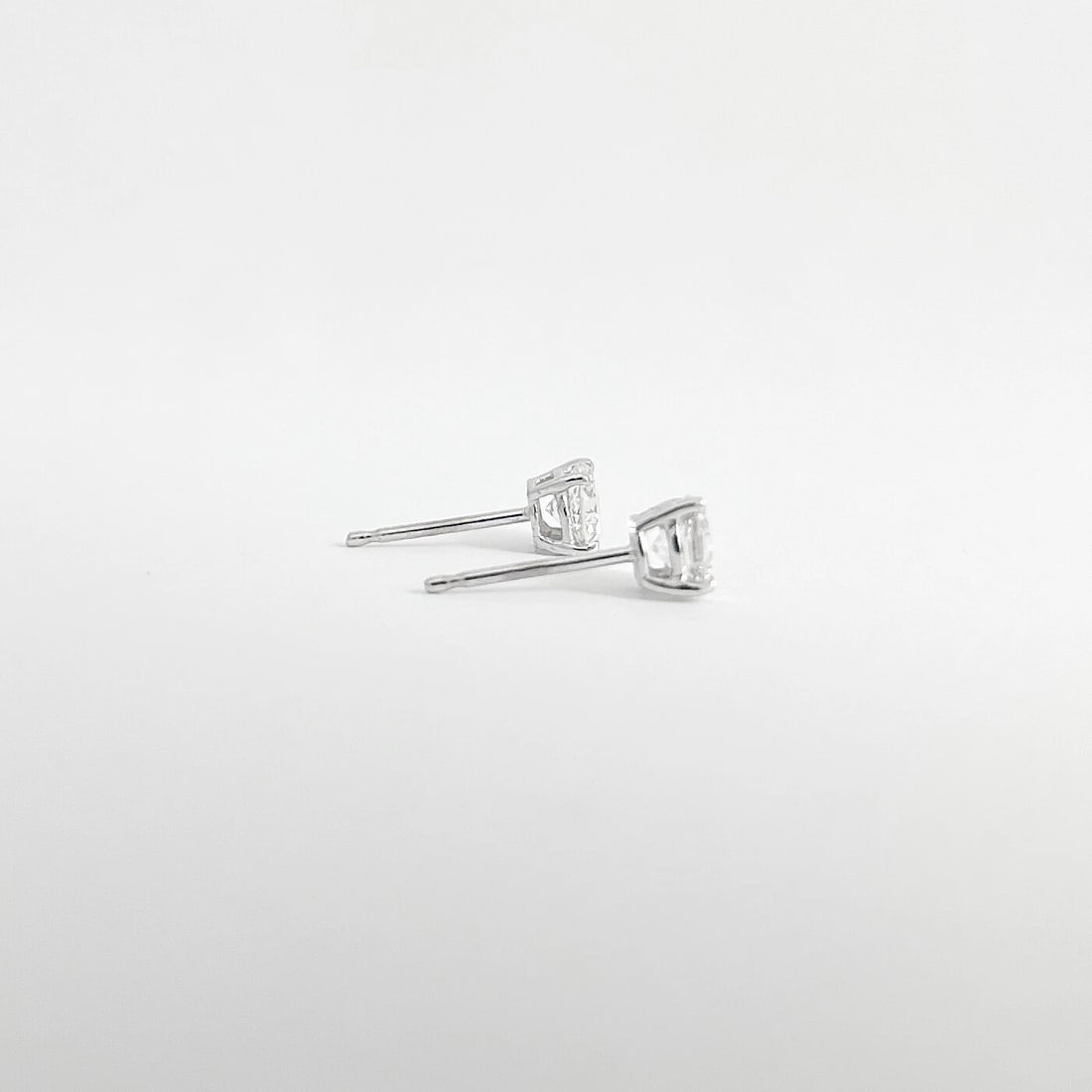 Round Diamond Stud Earrings 14K White Gold 4-Prong Basket, .66 CTW - 7