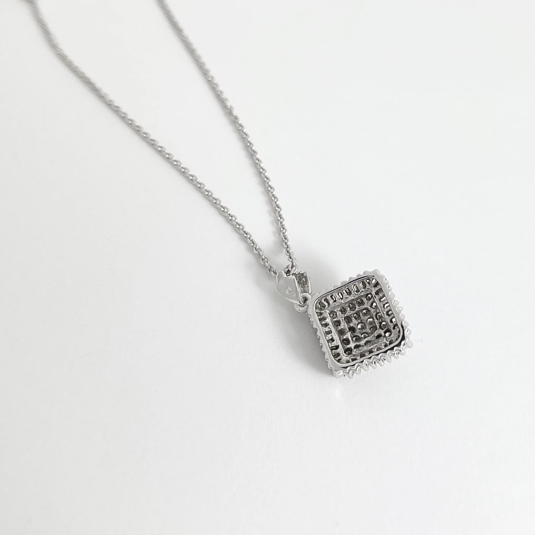 Baguette Round Diamond Cluster Pendant Necklace 14K White Gold 1.62 CTW - 7