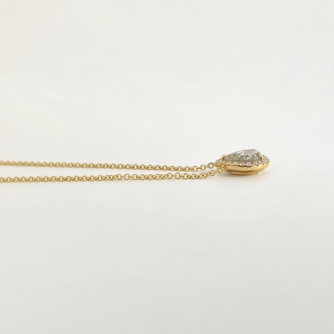 GIA Fancy Yellow Diamond Teardrop Halo Pendant Necklace 14K Yellow Gold .86 CTW - 6