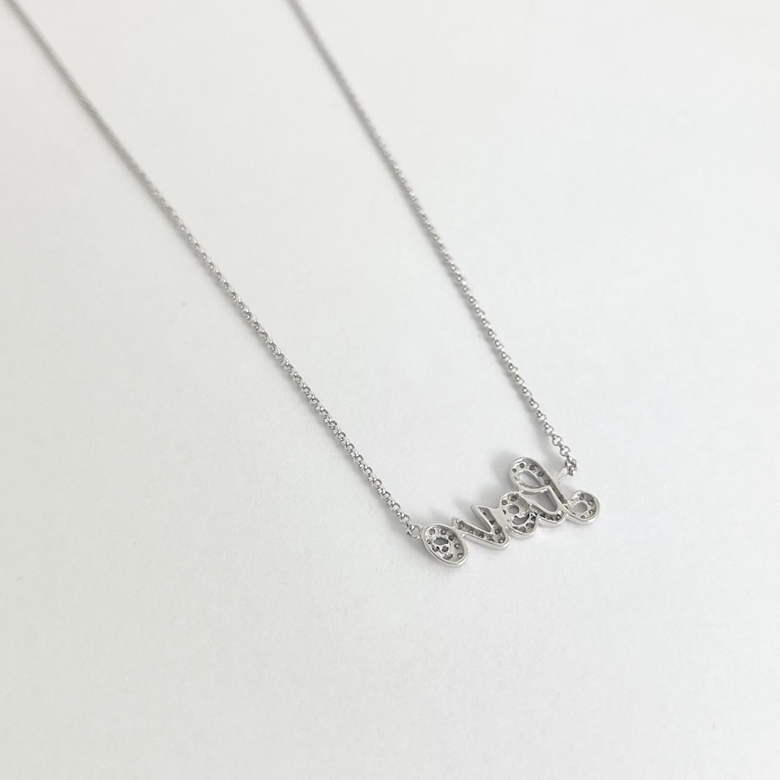Pave Diamond Love Pendant Necklace 14K White Gold, .15 CTW - 7