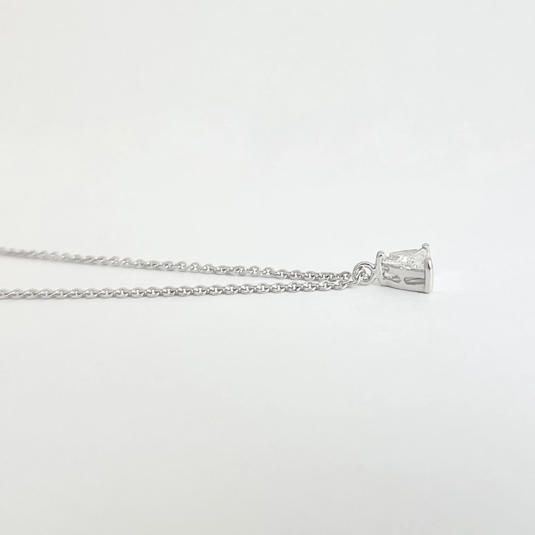 Trillion Diamond Triangle Pendant Necklace 14K White Gold, .80 CT - 6