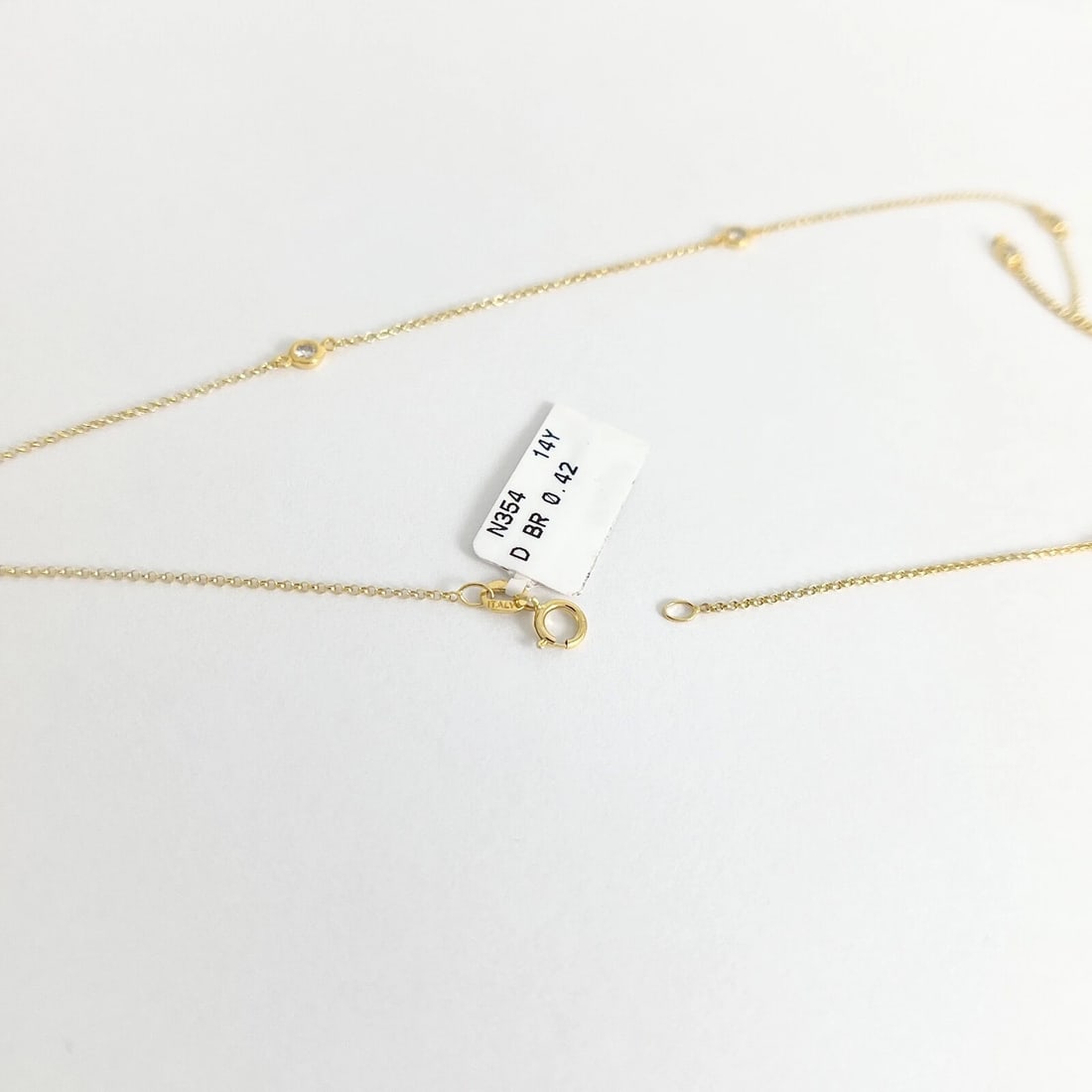 Italian Diamond Bezel Station Necklace 14K Yellow Gold, 18 Inches, .42 CTW - 7