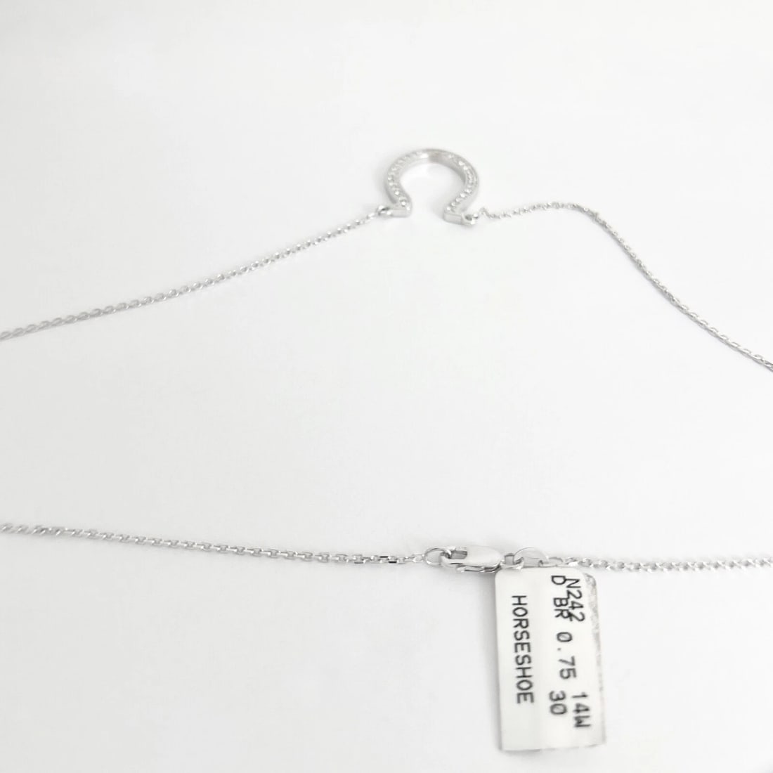 Lucky Diamond Horseshoe Pendant Necklace 14K White Gold .75 CTW - 8
