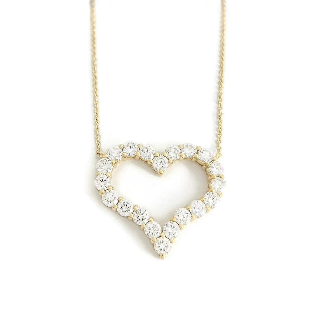 Open Diamond Heart Pendant Necklace 14K Yellow Gold 2.25 CTW - 2