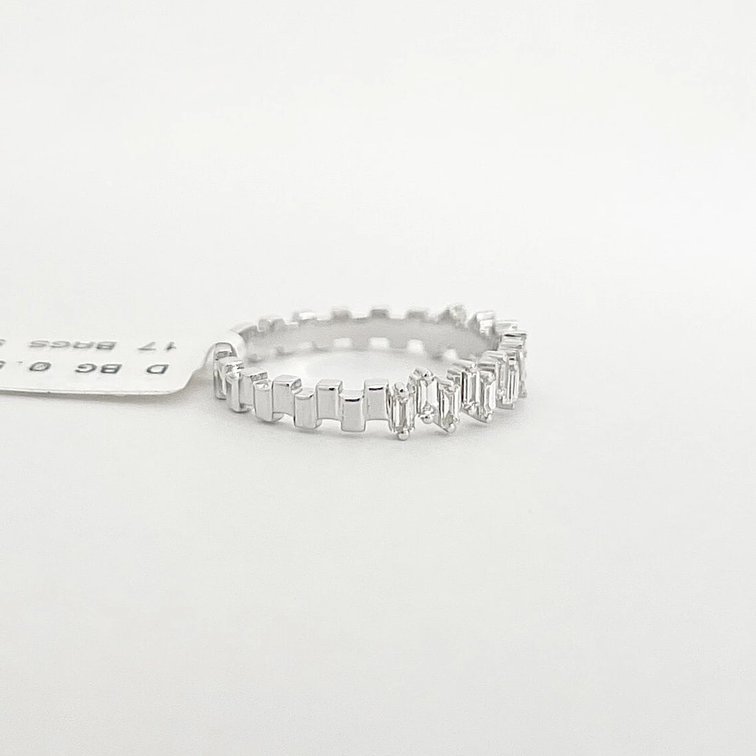 Jagged Baguette Diamond Statement Band Ring 14K White Gold, Size 6.5, .47 CTW - 7