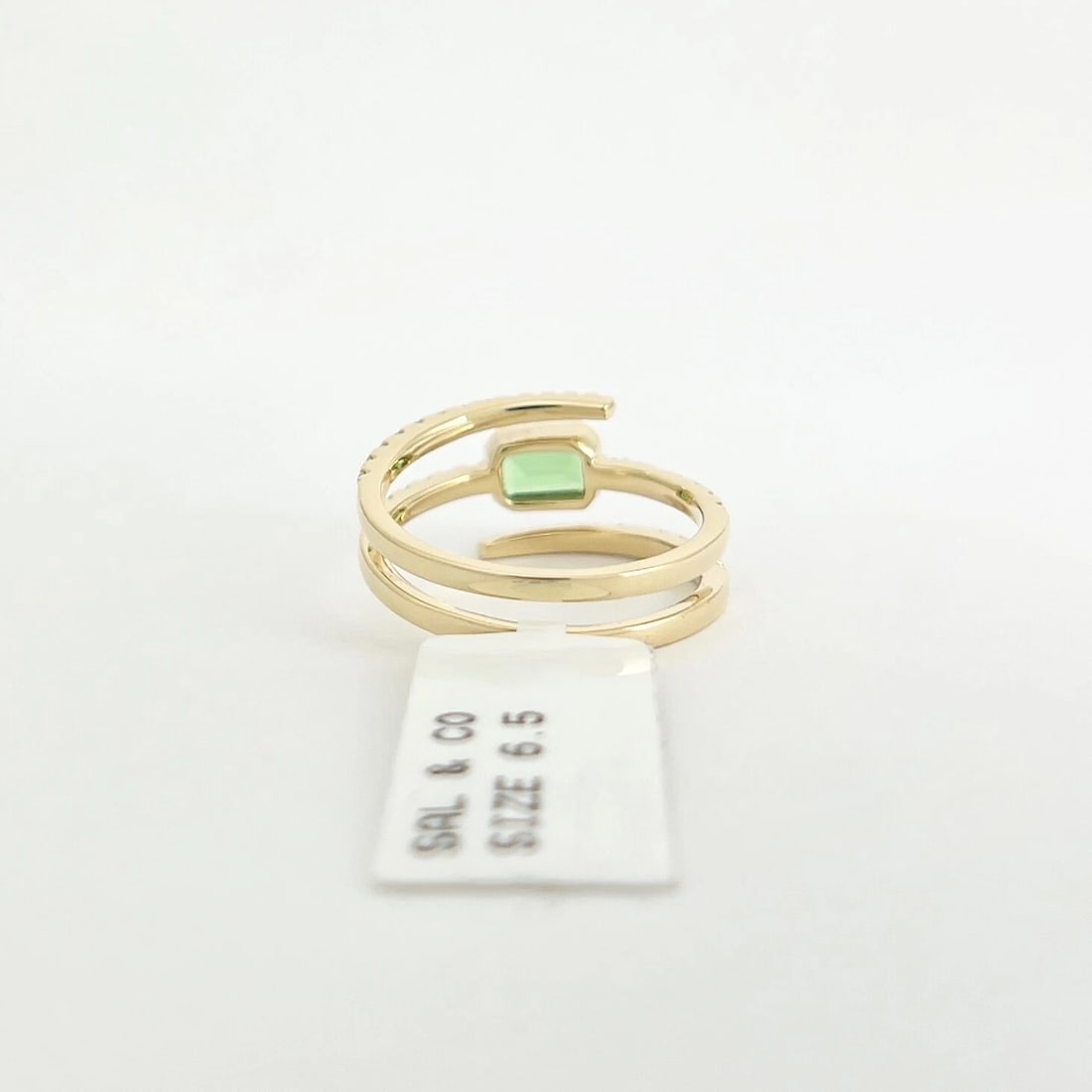 Green Tsavorite Gemstone Diamond Spiral Statement Ring 14K Yellow Gold, 1.12 CTW - 7