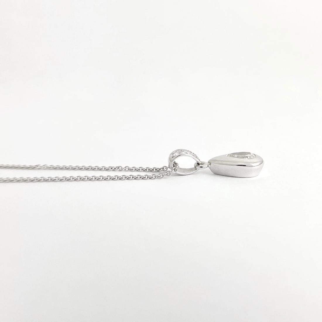 Pear Bezel-Set Diamond Teardrop Pendant Necklace 14K White Gold .62 CTW - 6