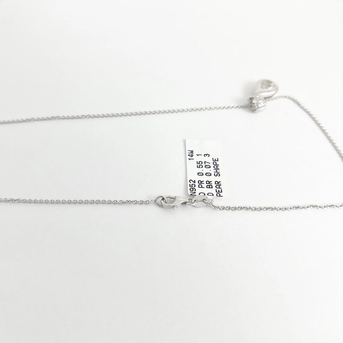 Pear Bezel-Set Diamond Teardrop Pendant Necklace 14K White Gold .62 CTW - 7