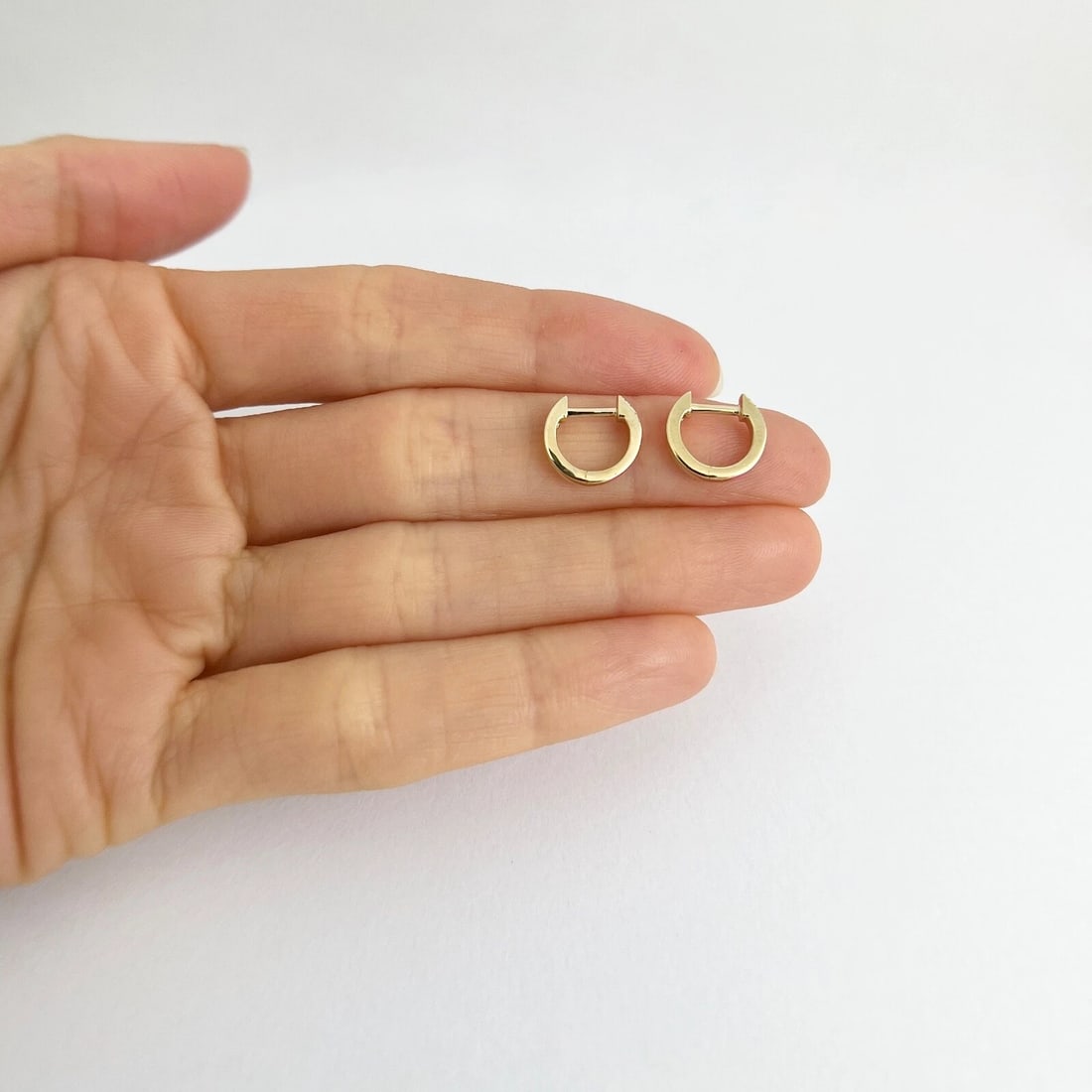 Pink Enamel Pave Diamond Thin Huggie Earrings 14K Yellow Gold, .08 CTW - 5