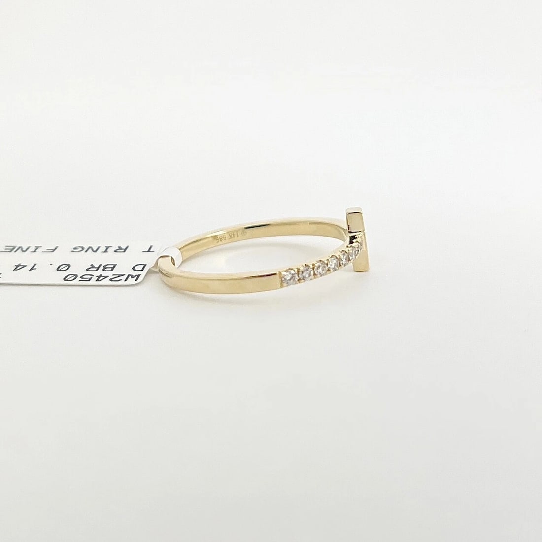 Gold Diamond Bar Ring 14K Yellow Gold, Size 6.5, .14 CTW - 7