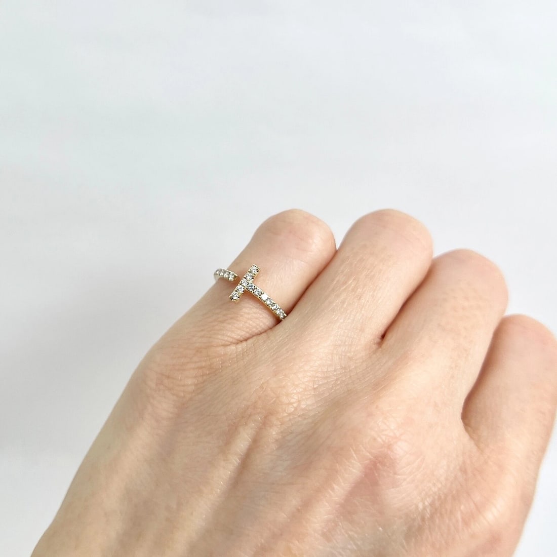 Pave Diamond Bar Pinky Midi Ring 14K Yellow Gold, Size 3, .31 CTW - 4