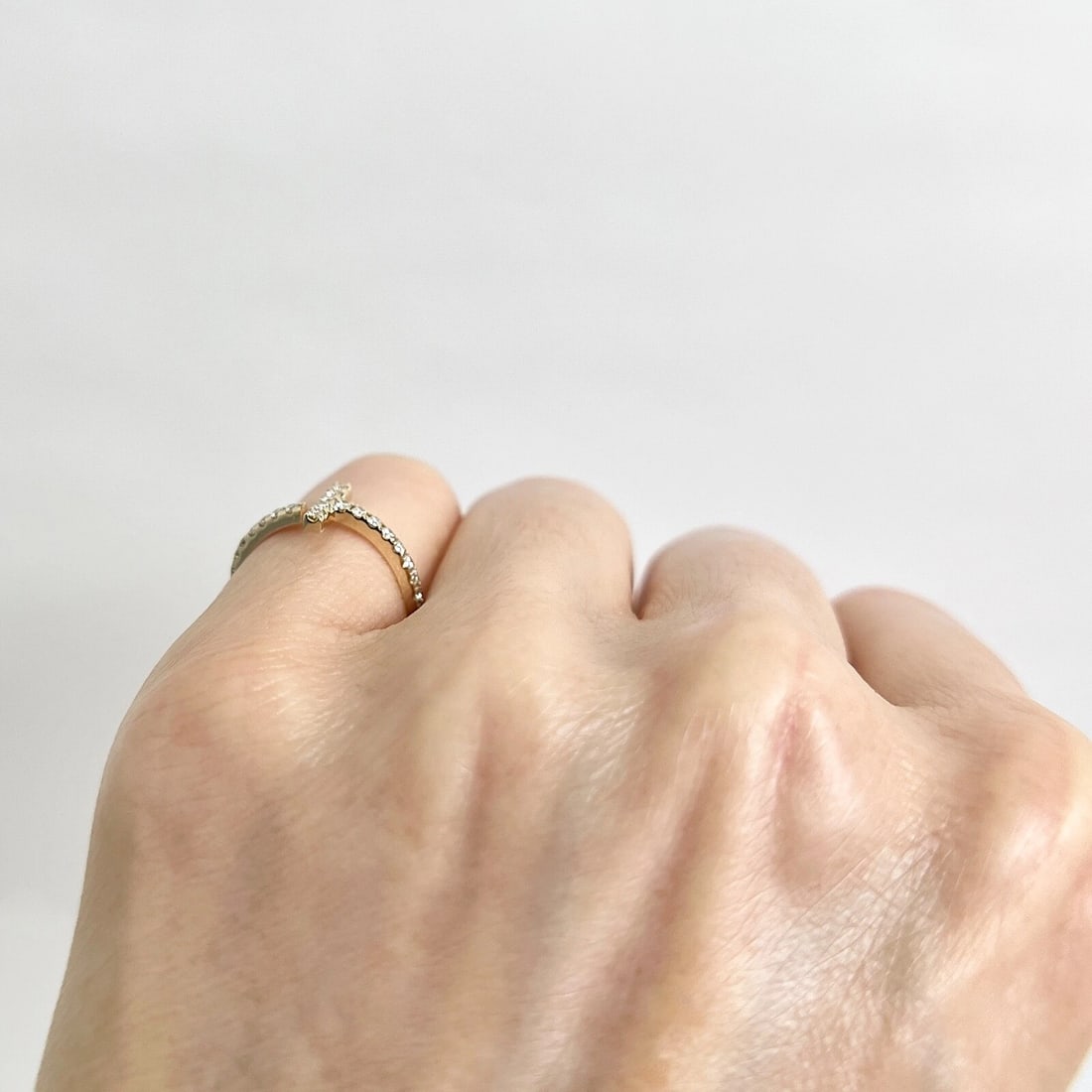 Pave Diamond Bar Pinky Midi Ring 14K Yellow Gold, Size 3, .31 CTW - 5