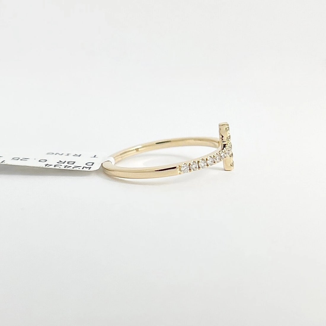 Pave Diamond Bar Open Ring 14K Yellow Gold, Size 6.5, .25 CTW - 7