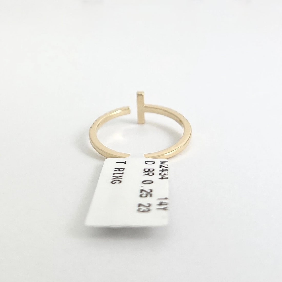 Pave Diamond Bar Open Ring 14K Yellow Gold, Size 6.5, .25 CTW - 8