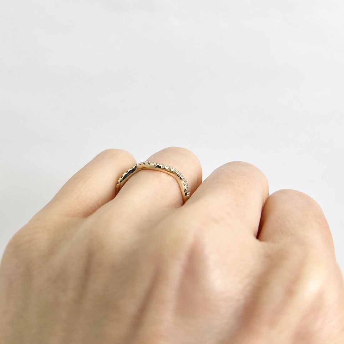 Wavy Zigzag Diamond Band Ring 14K Yellow Gold, Size 6.75, .32 CTW - 6