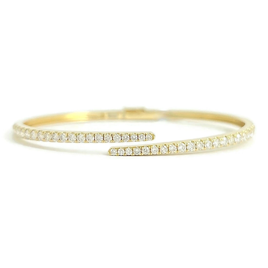 Bypass Claw Diamond Bangle Bracelet 14K Yellow Gold, 1.55 CTW - 2