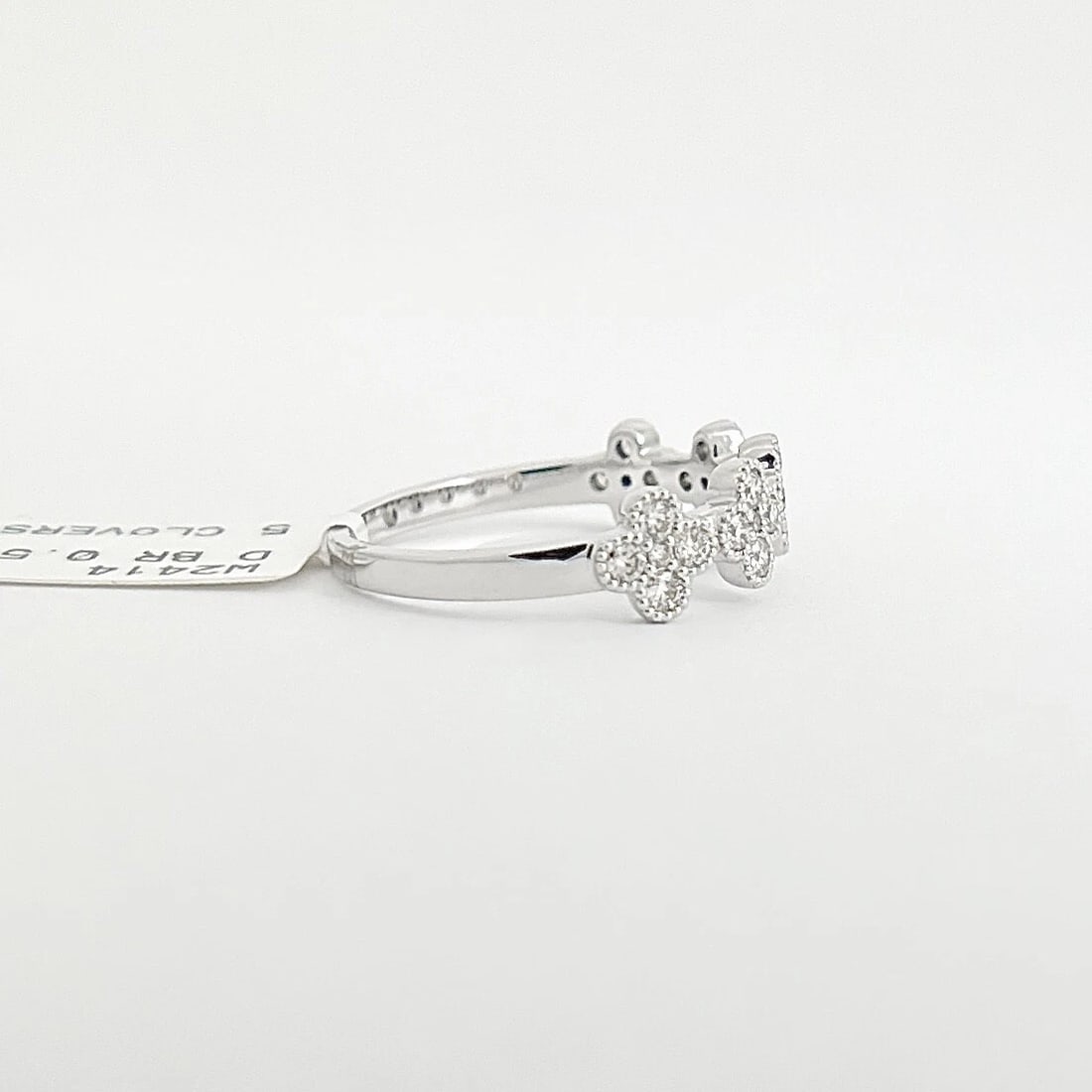 Cluster Diamond Clover Milgrain Statement Ring 14K White Gold, .51 CTW - 7