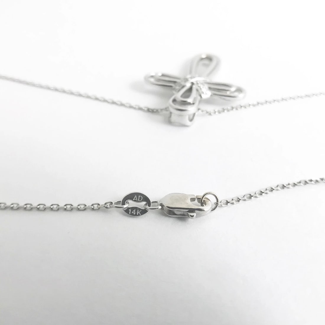 Diamond Loop Cross Religious Pendant Necklace 14K White Gold .25 CTW - 7