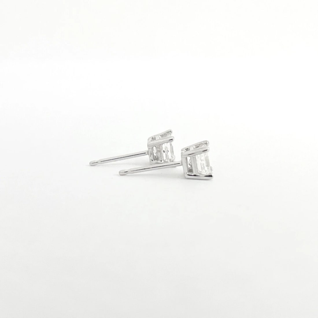 Princess Diamond Stud Earrings 14K White Gold 4-Prong Basket, 1.01 CTW - 6