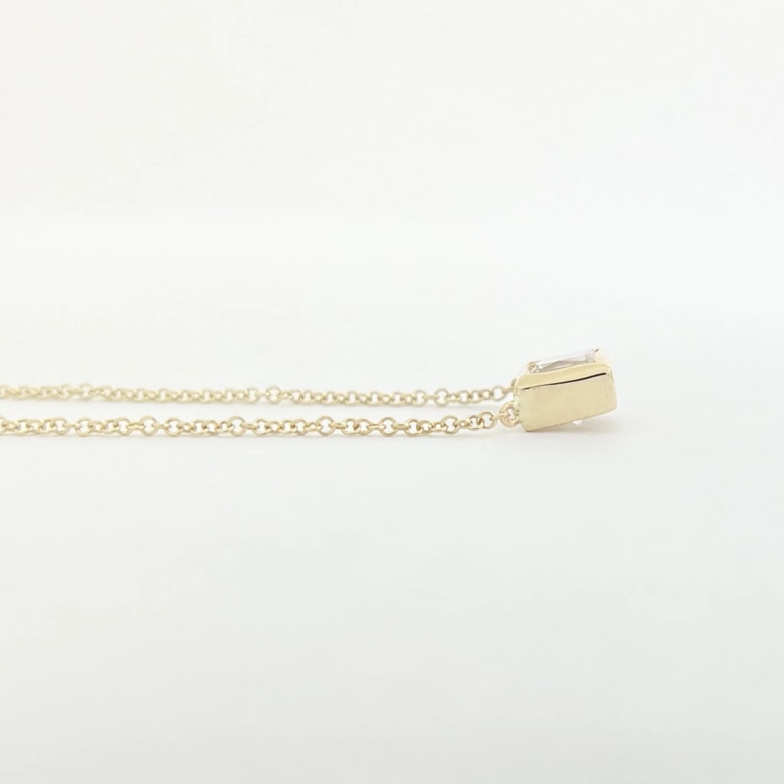 GIA Princess Bezel Solitaire Diamond Pendant Necklace 14K Yellow Gold .70 CT - 6