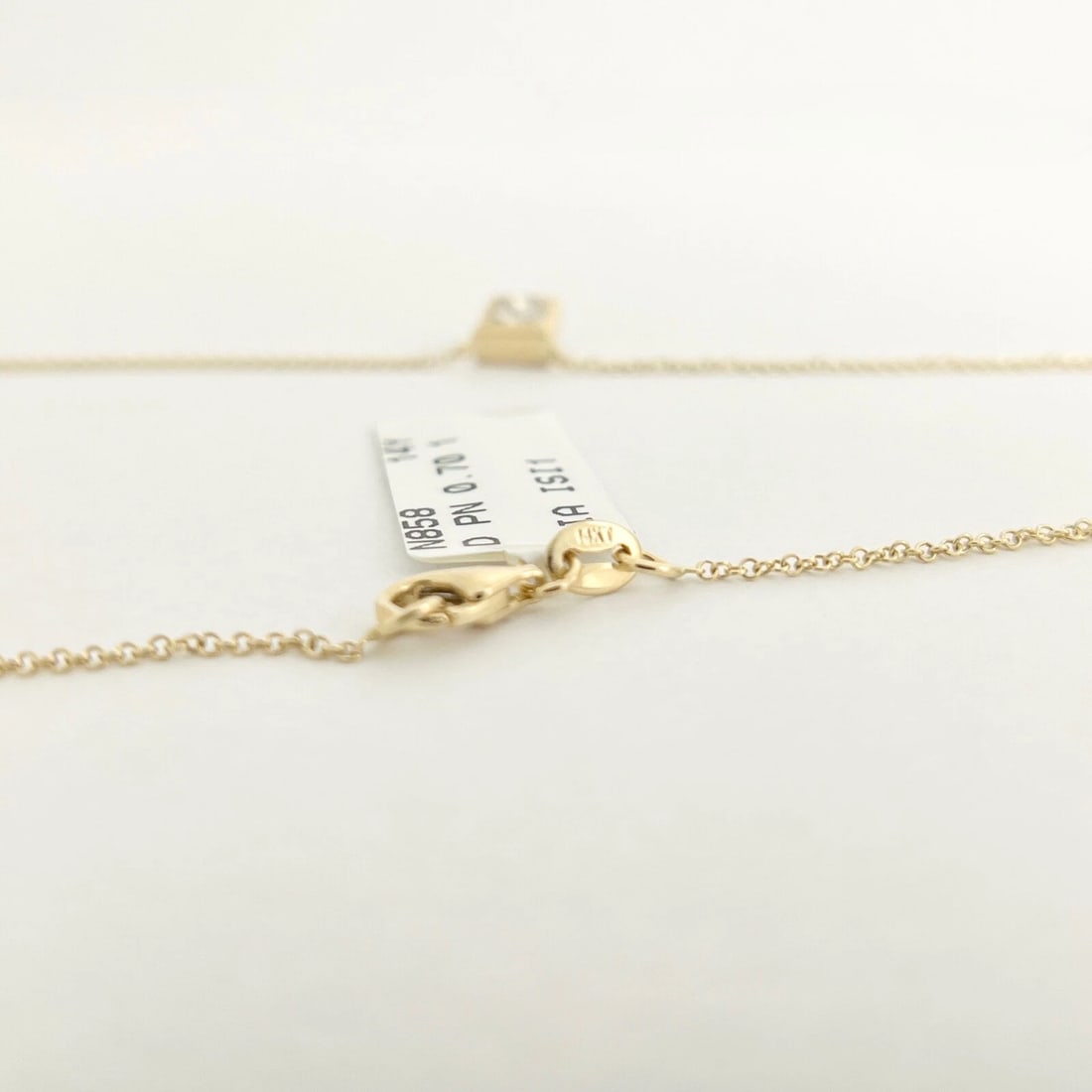 GIA Princess Bezel Solitaire Diamond Pendant Necklace 14K Yellow Gold .70 CT - 9