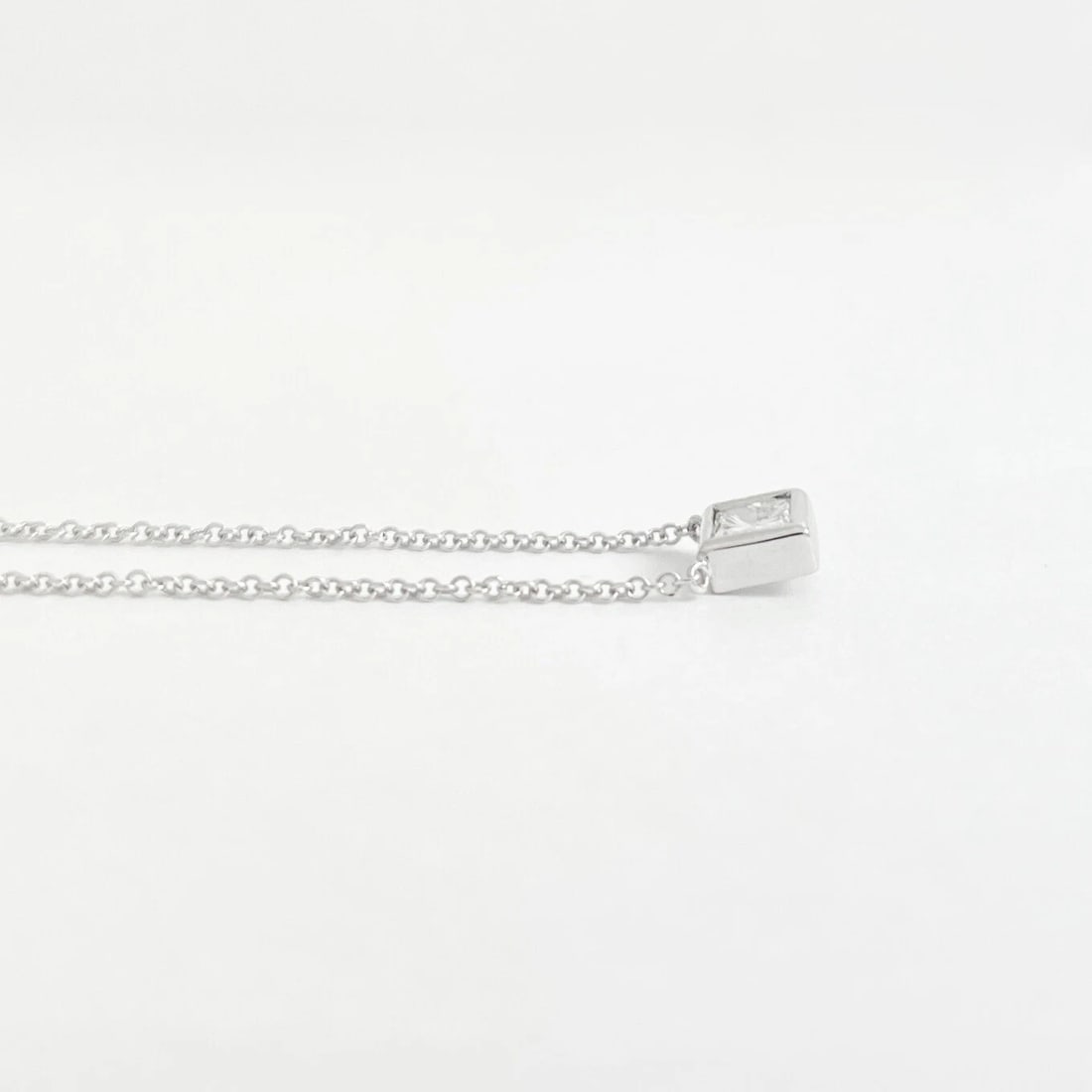 GIA Princess Bezel Solitaire Diamond Pendant Necklace 14K White Gold .46 CT - 6