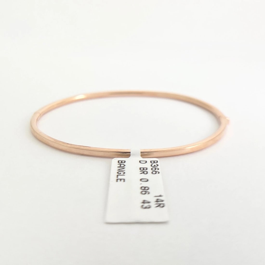 Thin Round Diamond Bangle Bracelet 14K Pink Rose Gold, .86 CTW - 8
