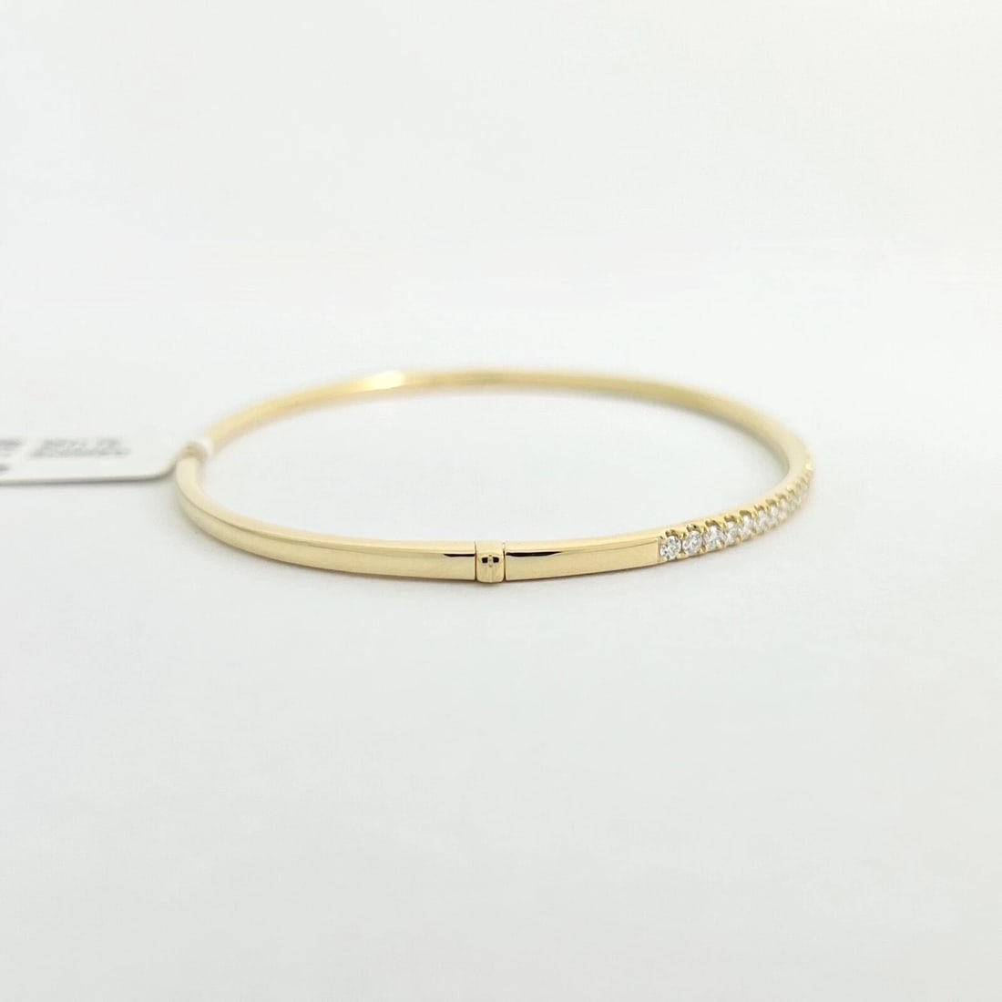Thin Round Diamond Bangle Bracelet 14K Yellow Gold, .86 CTW - 7