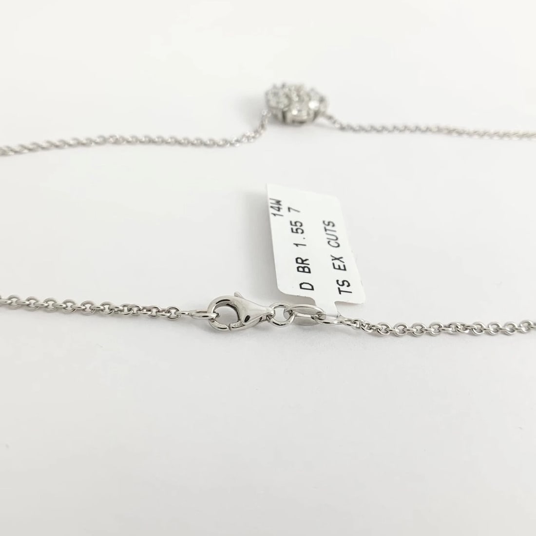 Round Cluster Flower Diamond Pendant Necklace 14K White Gold 1.55 CTW - 9