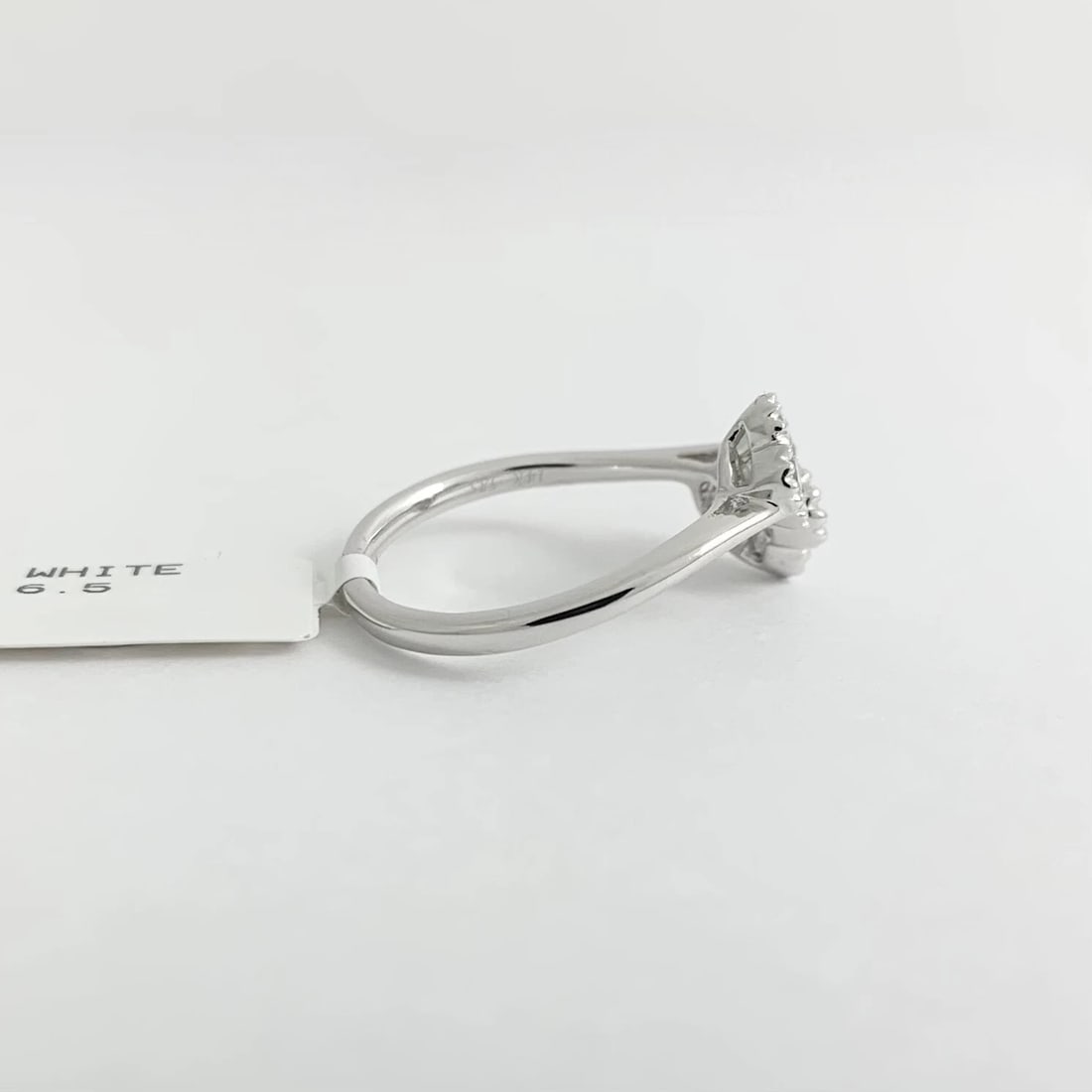 Cluster Diamond Clover Milgrain Bypass Wrap Ring 14K White Gold, .80 CTW - 7