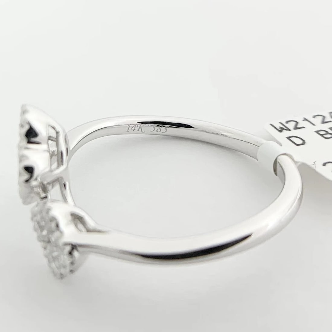 Cluster Diamond Clover Milgrain Bypass Wrap Ring 14K White Gold, .80 CTW - 9