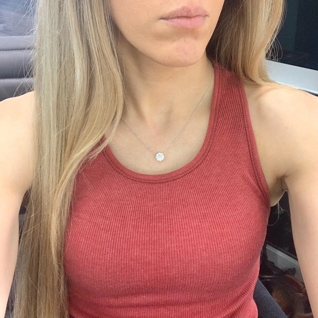 Round Diamond Cluster Halo Pendant Necklace 14K White Gold, .77 CTW - 5