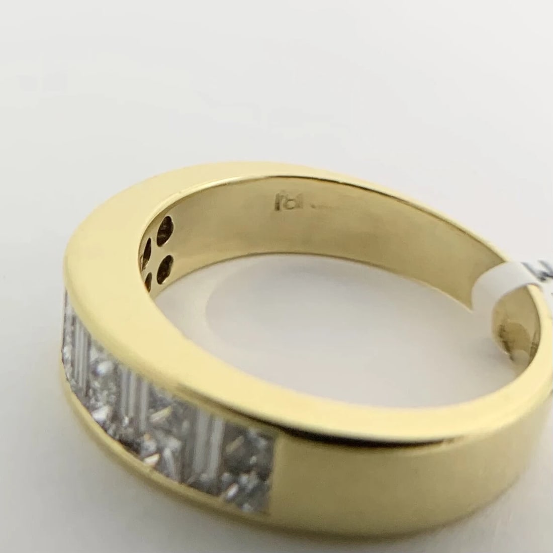 Invisible Baguette Princess Diamond Dome Band Ring 18K Yellow Gold, 1.35 CTW - 11