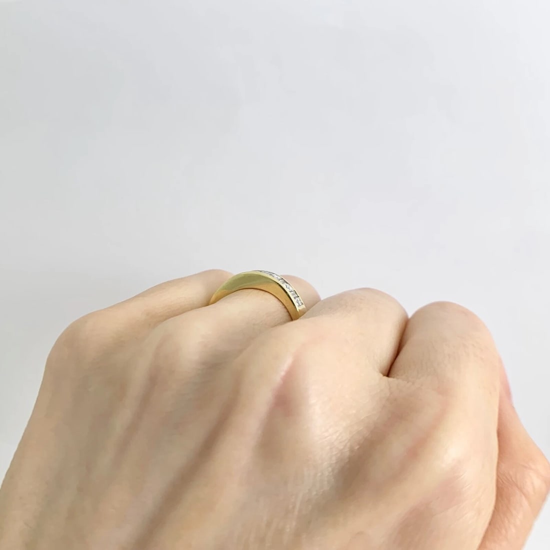 Invisible Baguette Princess Diamond Dome Band Ring 18K Yellow Gold, 1.35 CTW - 7