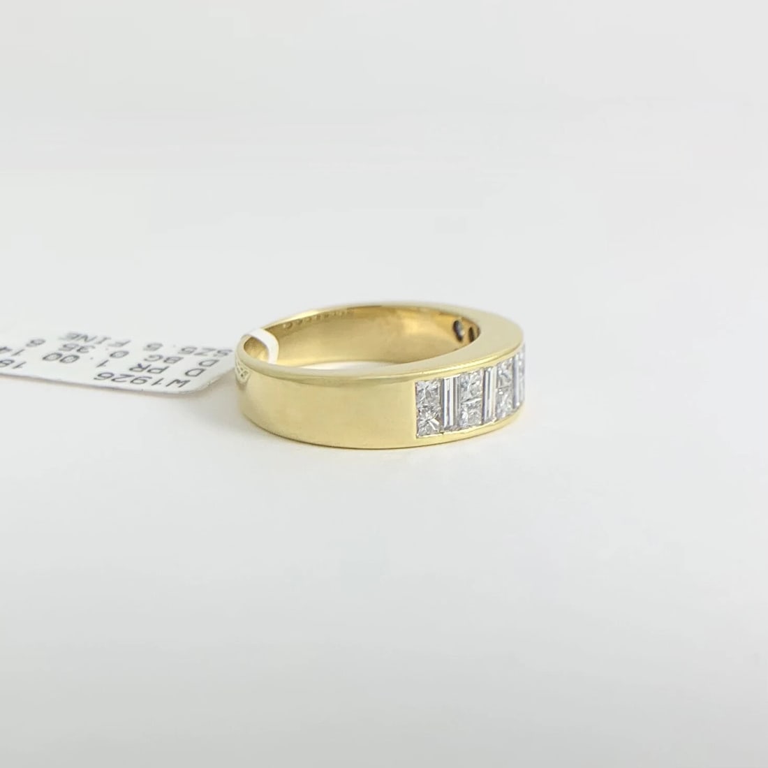 Invisible Baguette Princess Diamond Dome Band Ring 18K Yellow Gold, 1.35 CTW - 9