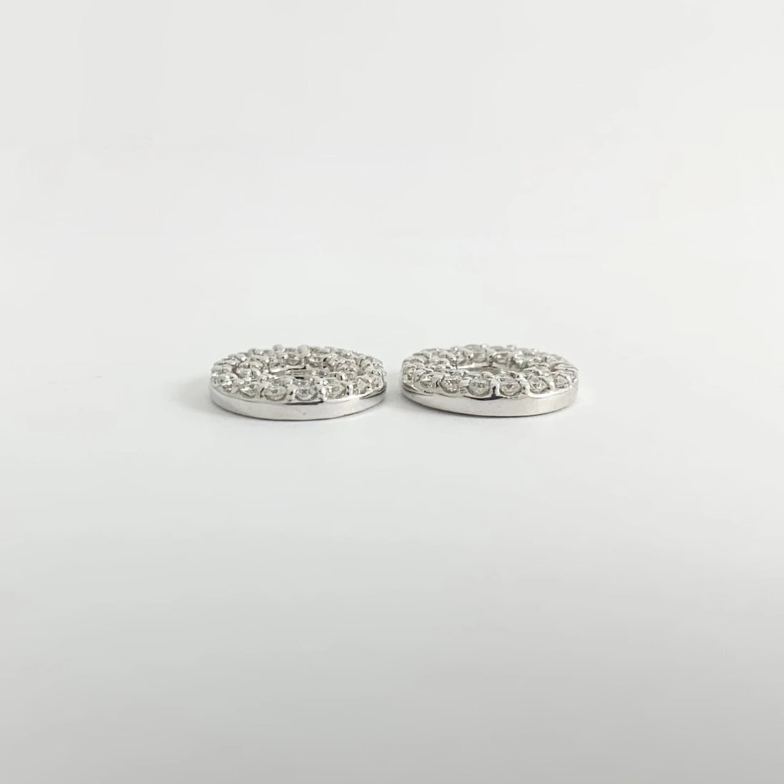 Double Halo Diamond Earring Jackets Enhancers 14K White Gold for 1.00 CTW Studs - 7