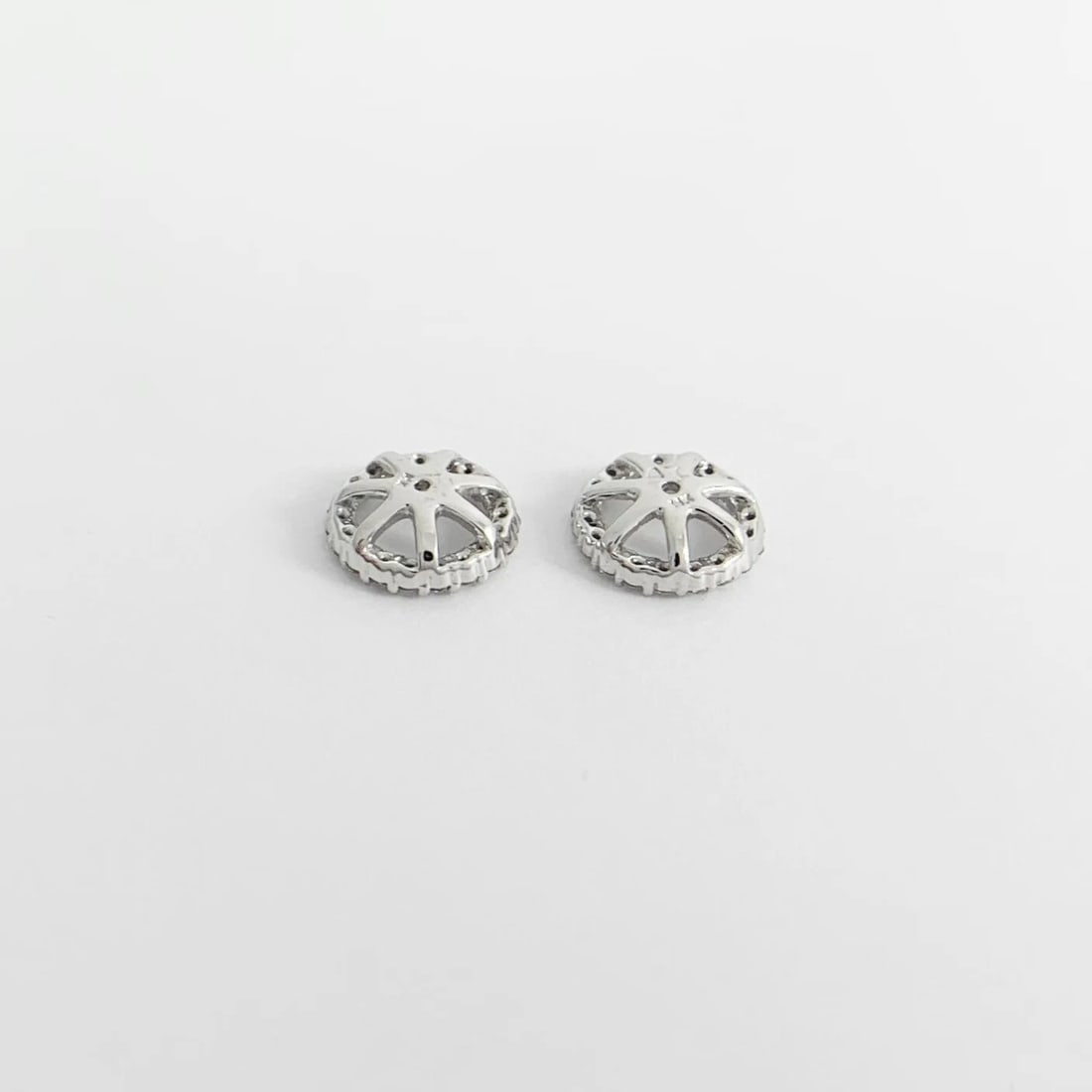 Round Diamond Halo Earring Jackets Enhancers 14K White Gold for 3.00 CTW Studs - 7