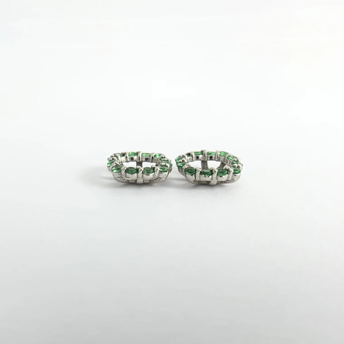 Tsavorite Green Garnet Earring Jackets Enhancers 14K White Gold 1.50 CTW Studs - 7