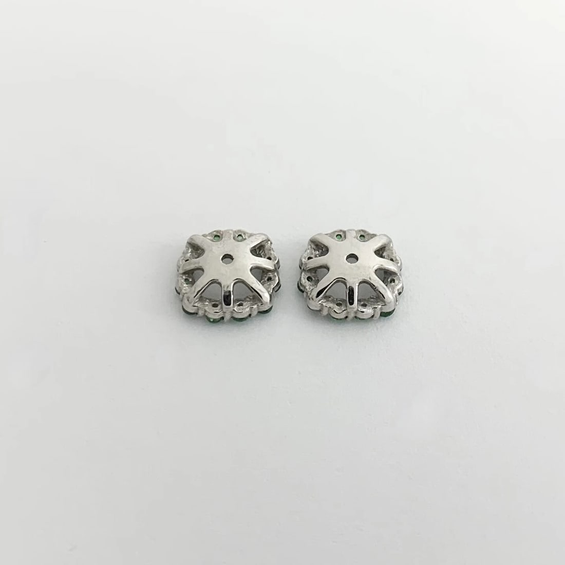 Tsavorite Green Garnet Earring Jackets Enhancers 14K White Gold 1.50 CTW Studs - 8