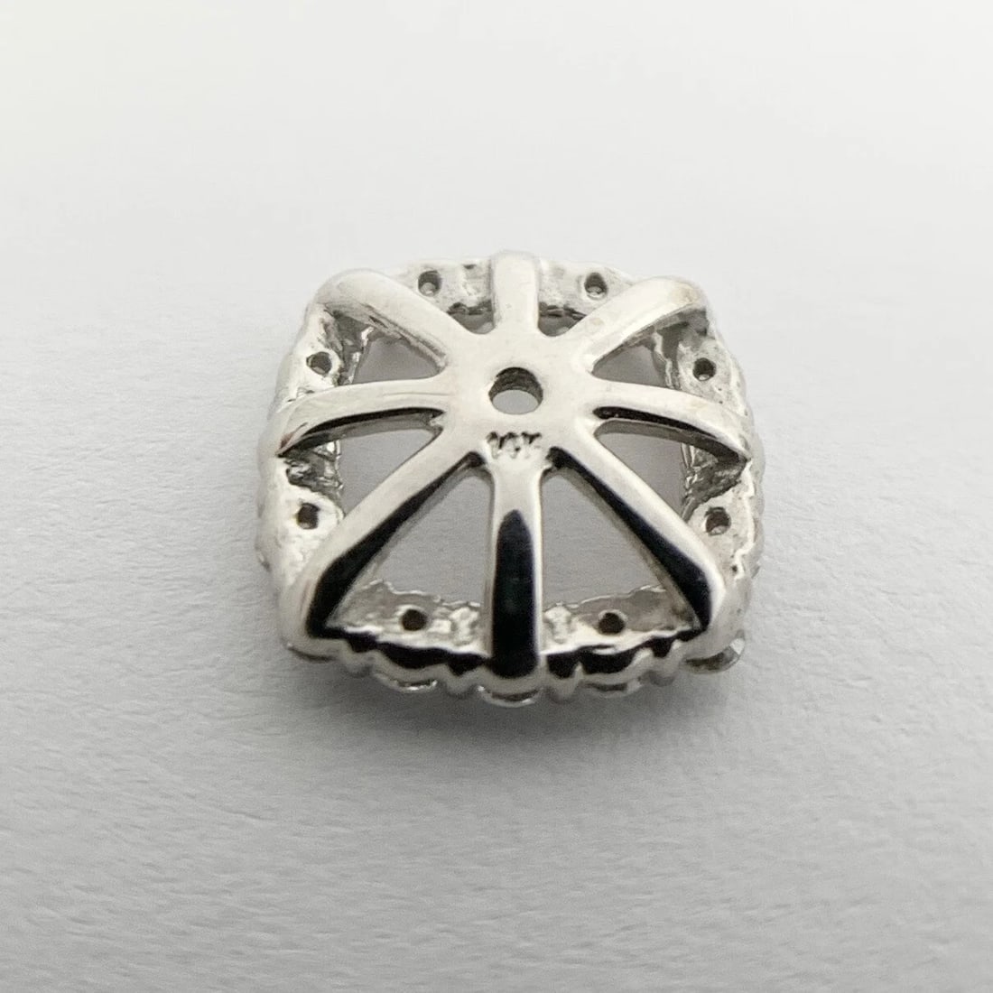 Cushion Diamond Halo Earring Jackets Enhancers 14K White Gold for 3.00 CTW Studs - 10