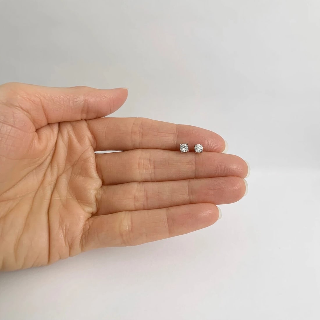 Round Diamond Stud Earrings 14K White Gold 4-Prong Basket Screw Backs .40 CTW - 3