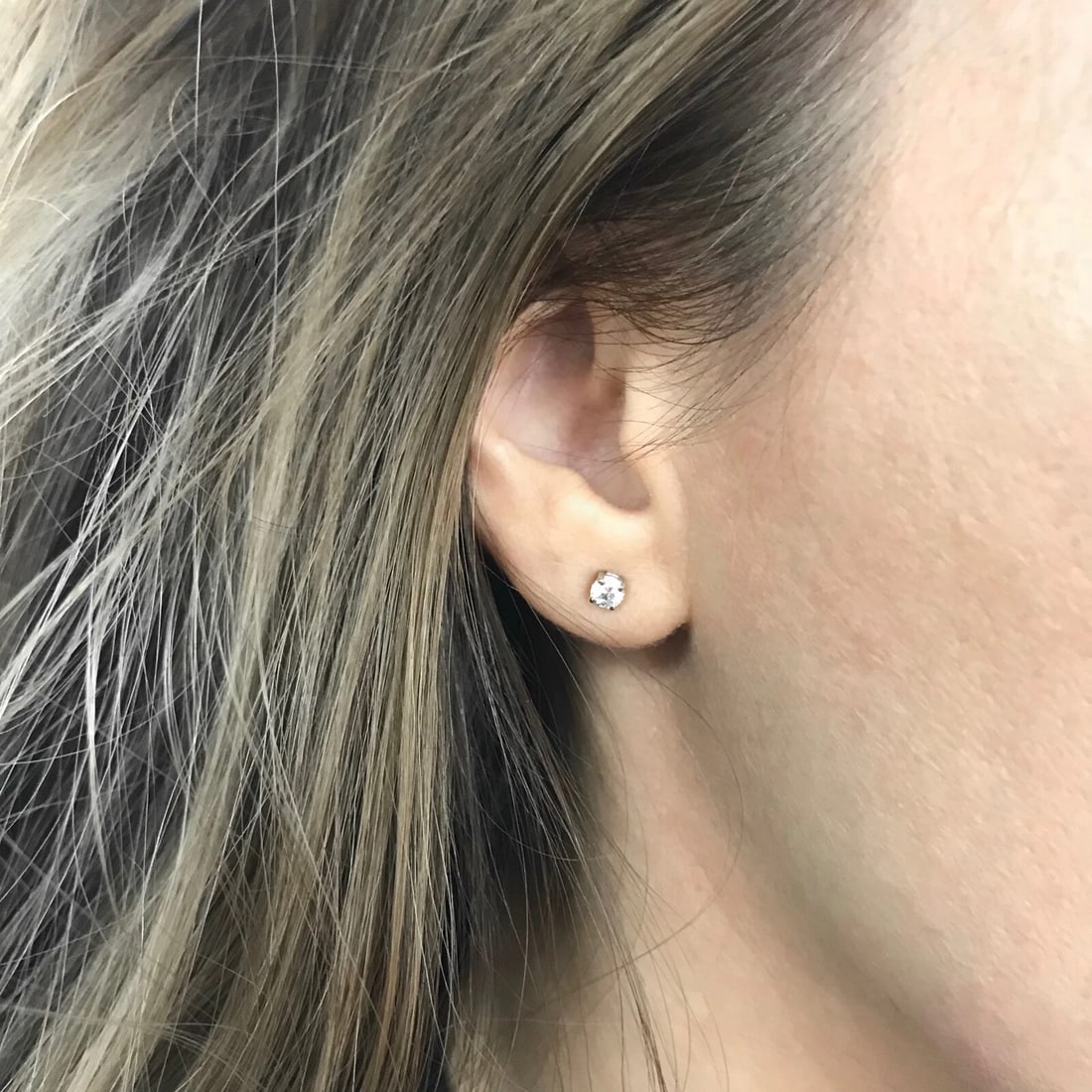 Round Diamond Stud Earrings 14K White Gold 4-Prong Basket Screw Backs .40 CTW - 5