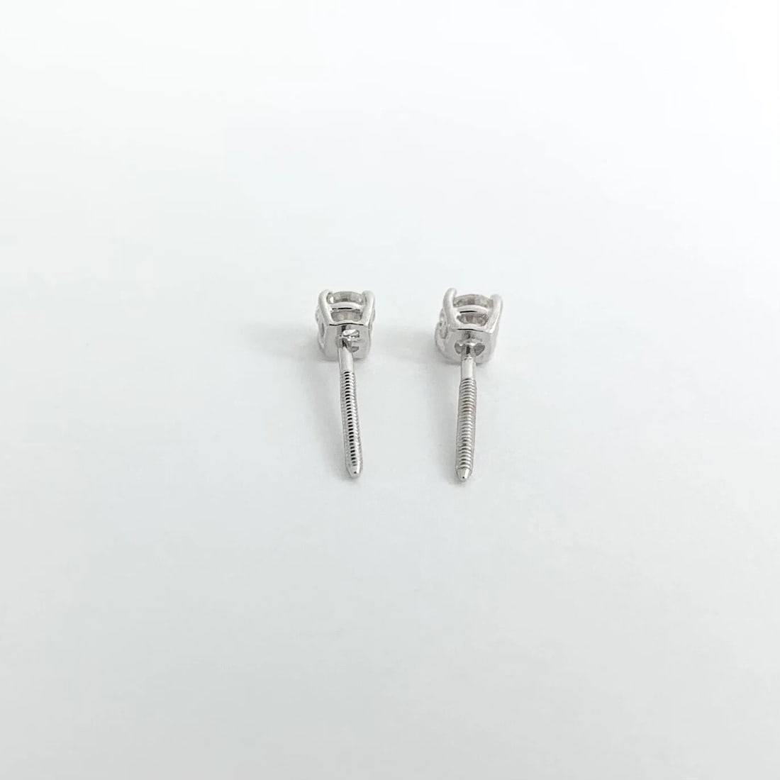 Round Diamond Stud Earrings 14K White Gold 4-Prong Basket Screw Backs .40 CTW - 8
