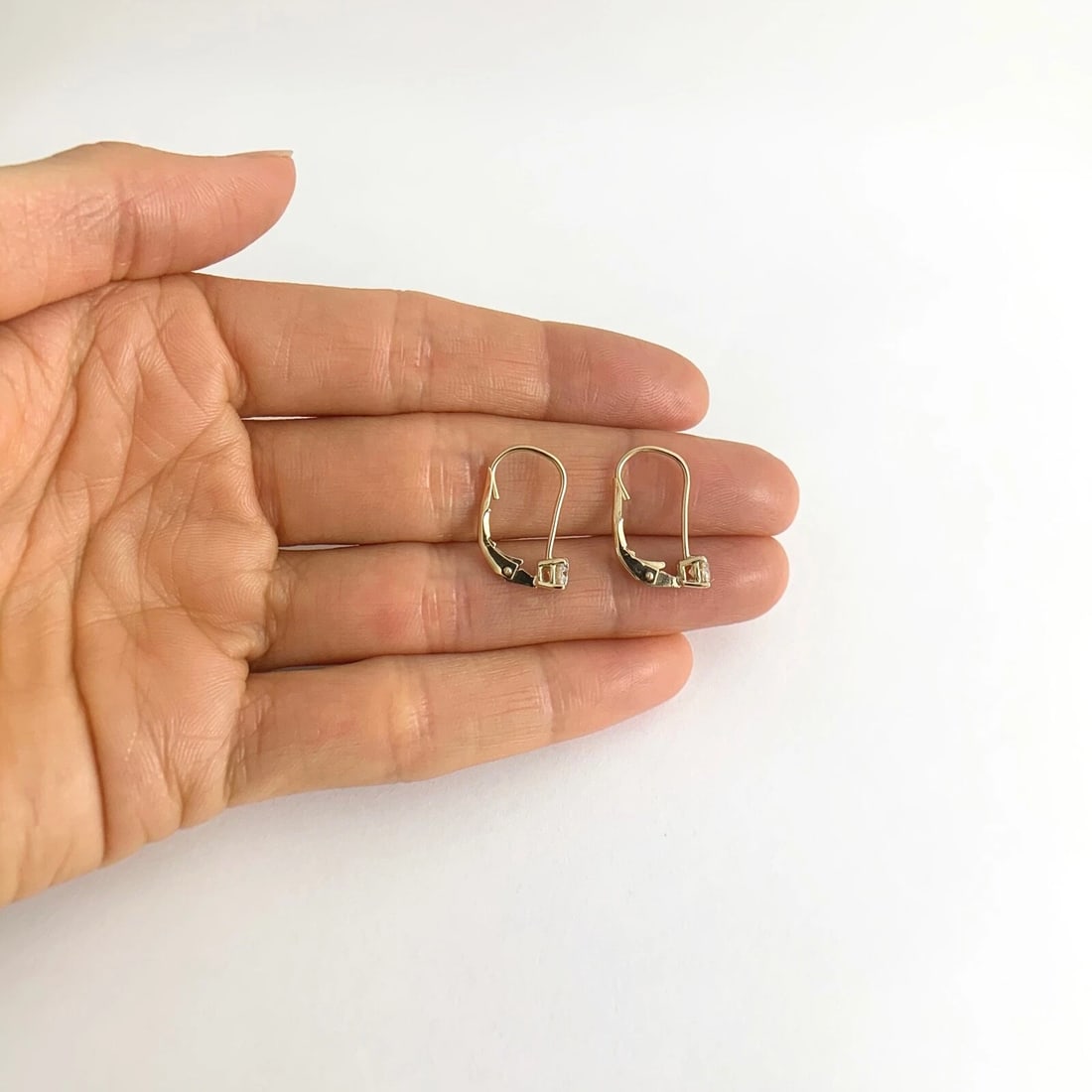 Round Diamond Drop Earrings 14K Yellow Gold Leverbacks .50 CTW - 6