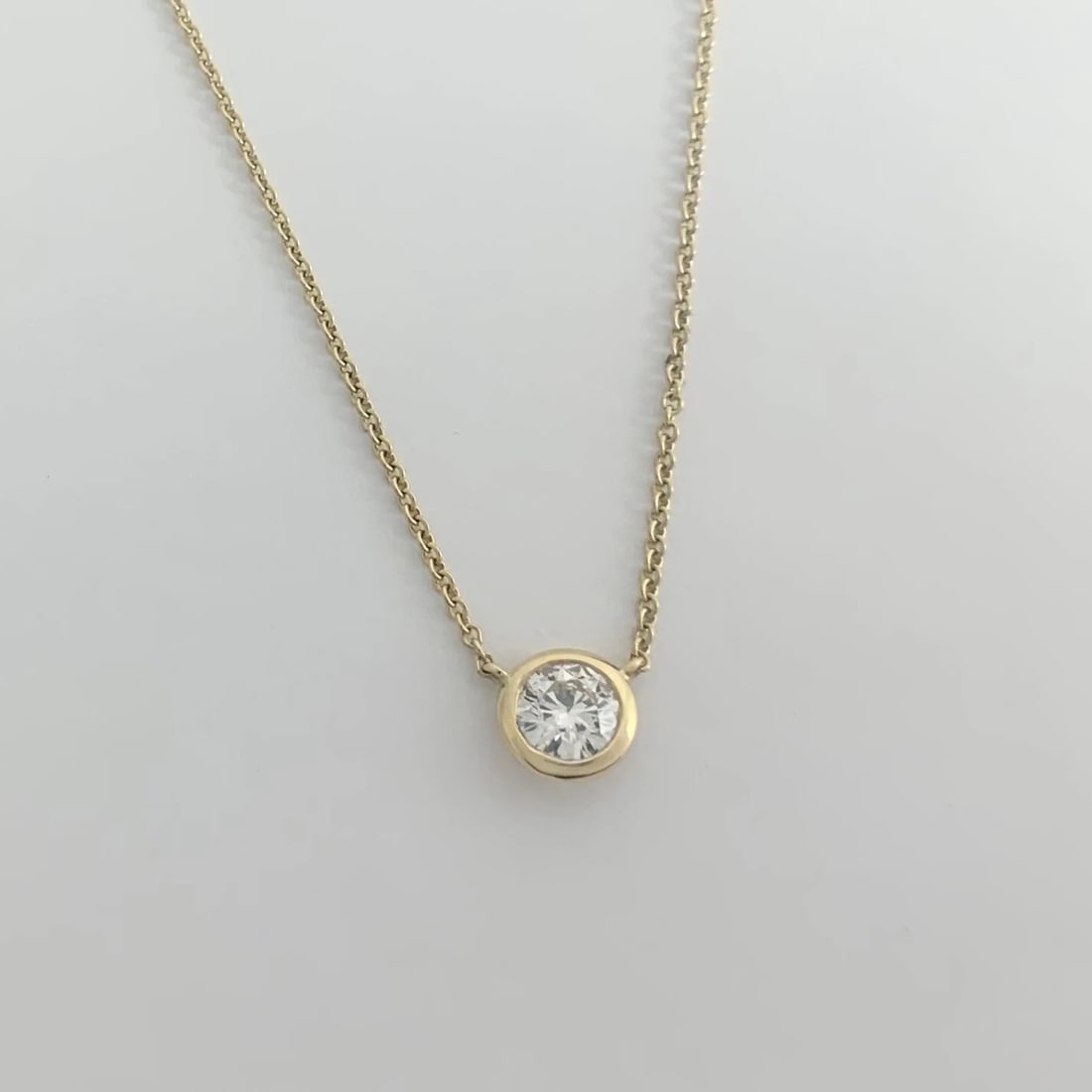 Solitaire Diamond Bezel Pendant Necklace 14K Yellow Gold .56 CT, 16 Inches - 7