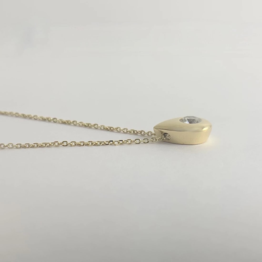 Solitaire Diamond Teardrop Pendant Necklace 14K Yellow Gold .40 CT, 17 Inches - 9